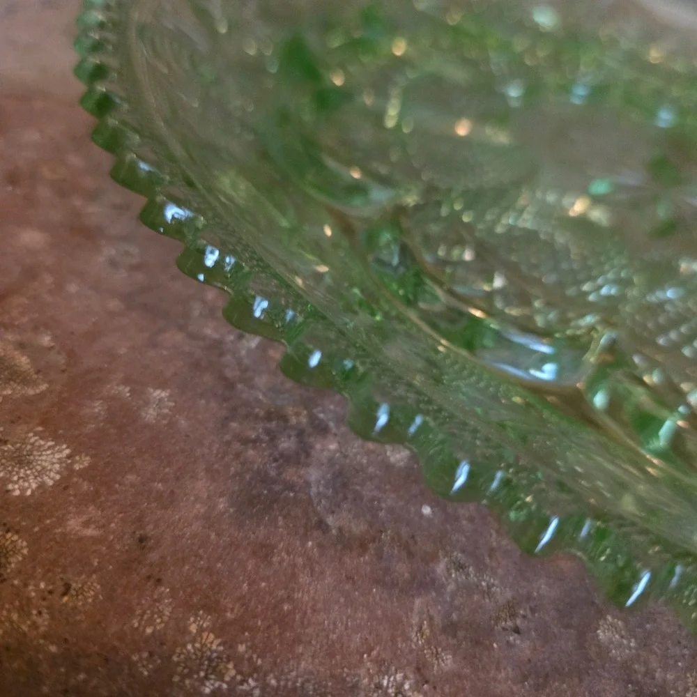 Vintage Tiara Sandwich Chantilly Green Depression Glass Plate 12